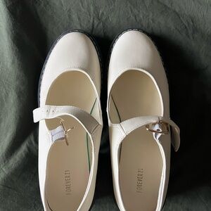 Forever 21 Women's Cream Flats with Buckle